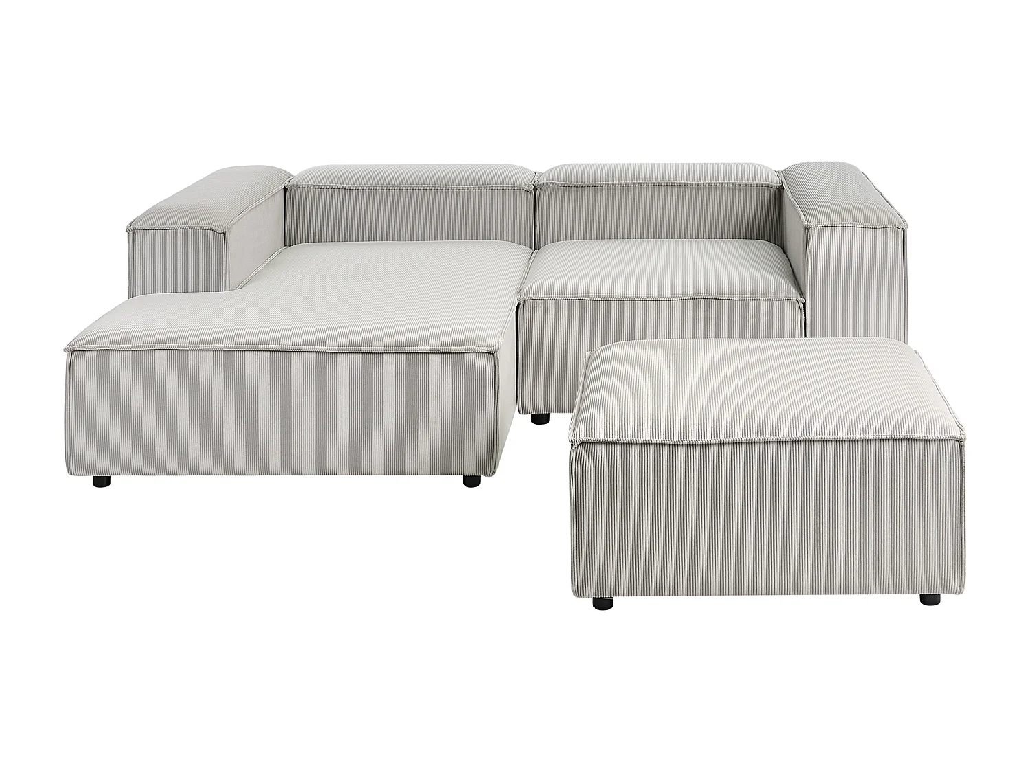 Canapé d'angle modulable 3 places ARDAL Velours côtelé Taupe avec ottoman Côté droit