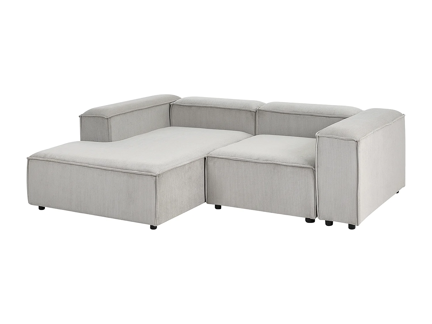 Canapé d'angle modulable 3 places ARDAL Velours côtelé Taupe avec ottoman Côté droit