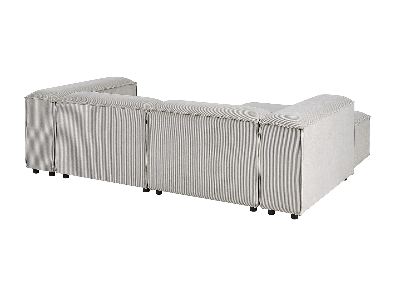 Canapé d'angle modulable 3 places ARDAL Velours côtelé Taupe avec ottoman Côté droit