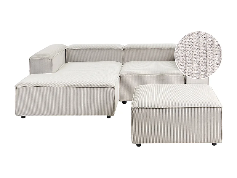 Canapé d'angle modulable 3 places ARDAL Velours côtelé Taupe Côté droit