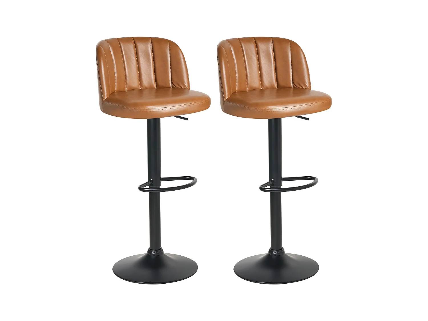 Lot de 2 tabourets de bar VLORE Cuir PU Marron