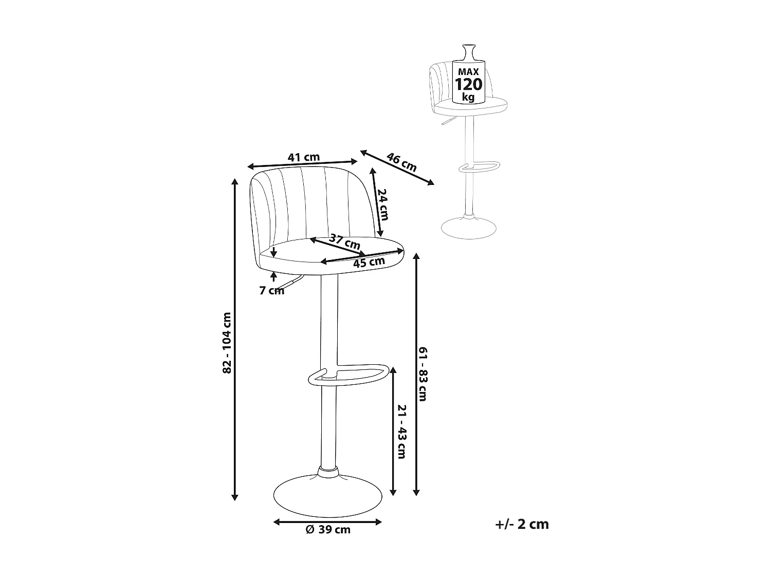 Lot de 2 tabourets de bar VLORE Cuir PU Marron