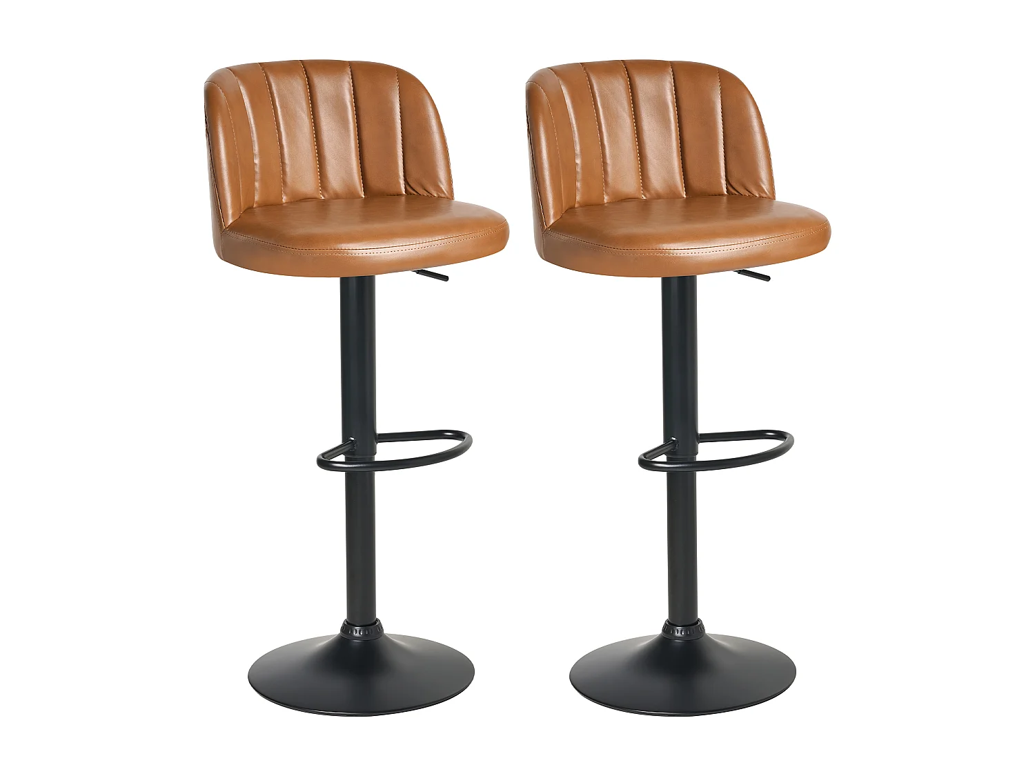 Lot de 2 tabourets de bar VLORE Cuir PU Marron