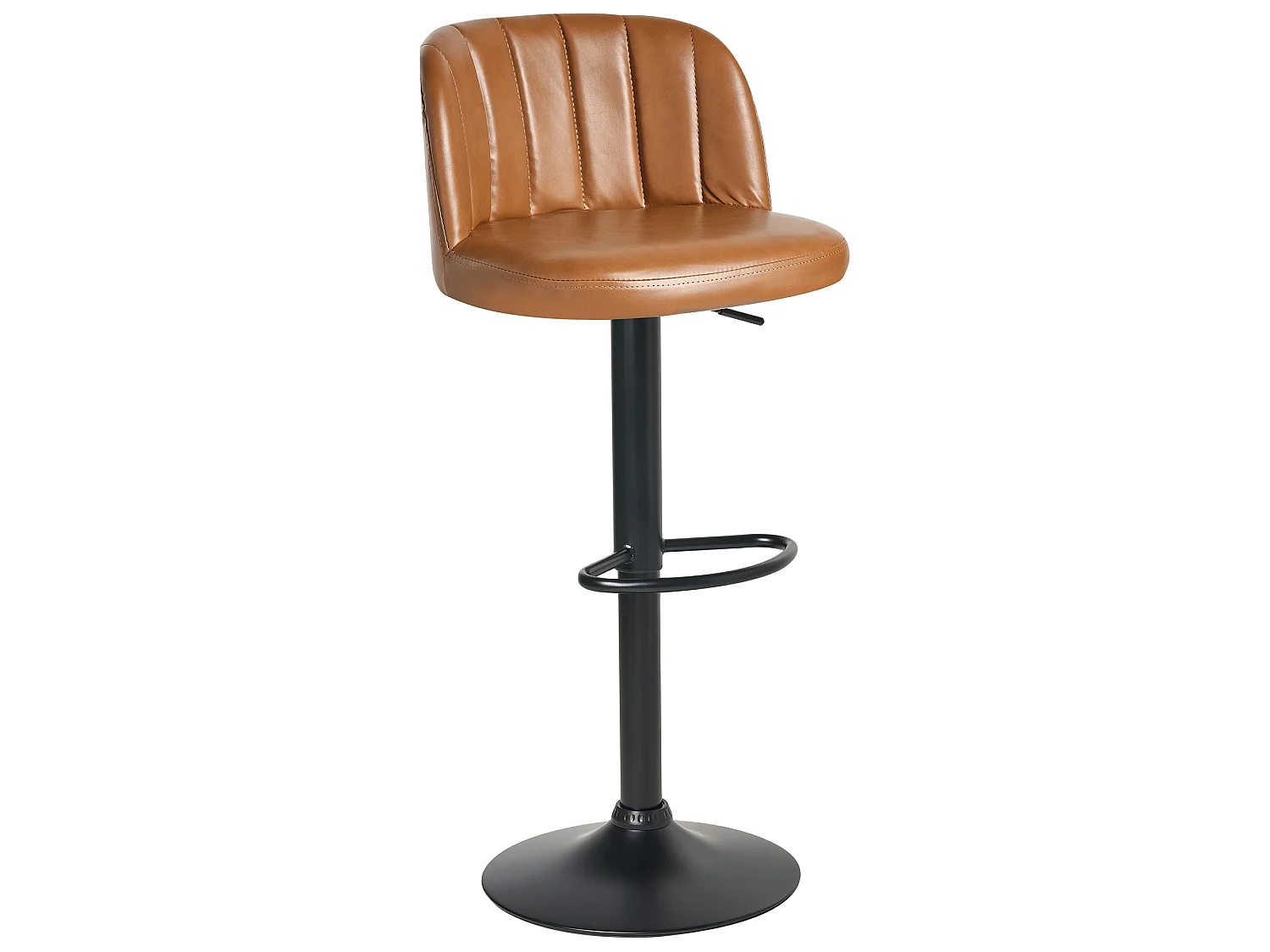 Set of 2 Bar Stools VLORE Faux Leather Swivel Brown