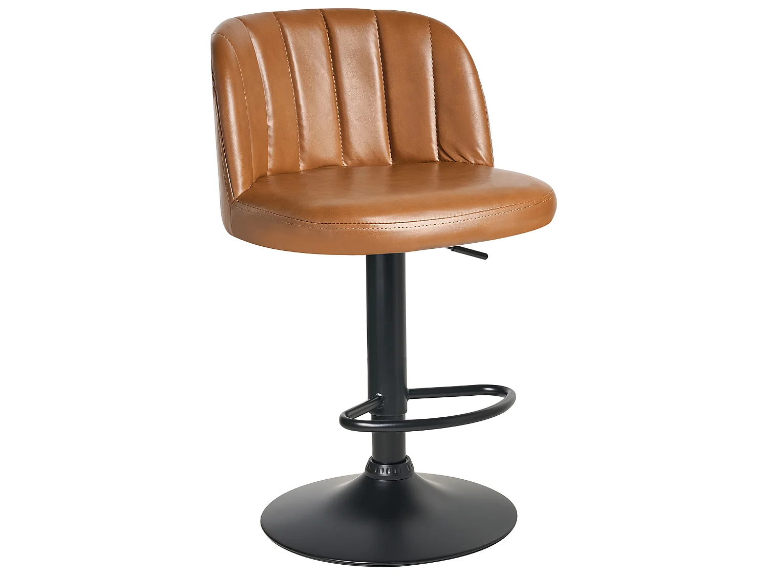 Set of 2 Bar Stools VLORE Faux Leather Swivel Brown