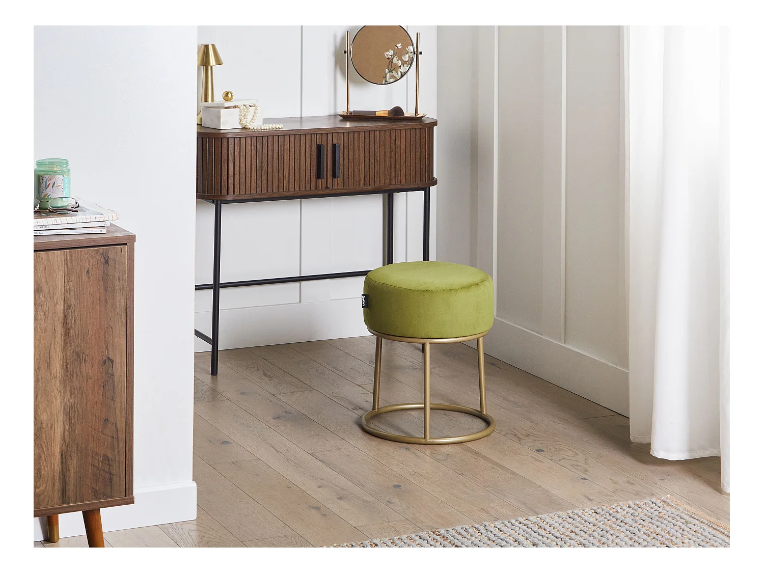 Repose-pied DELCO Velours Vert citron