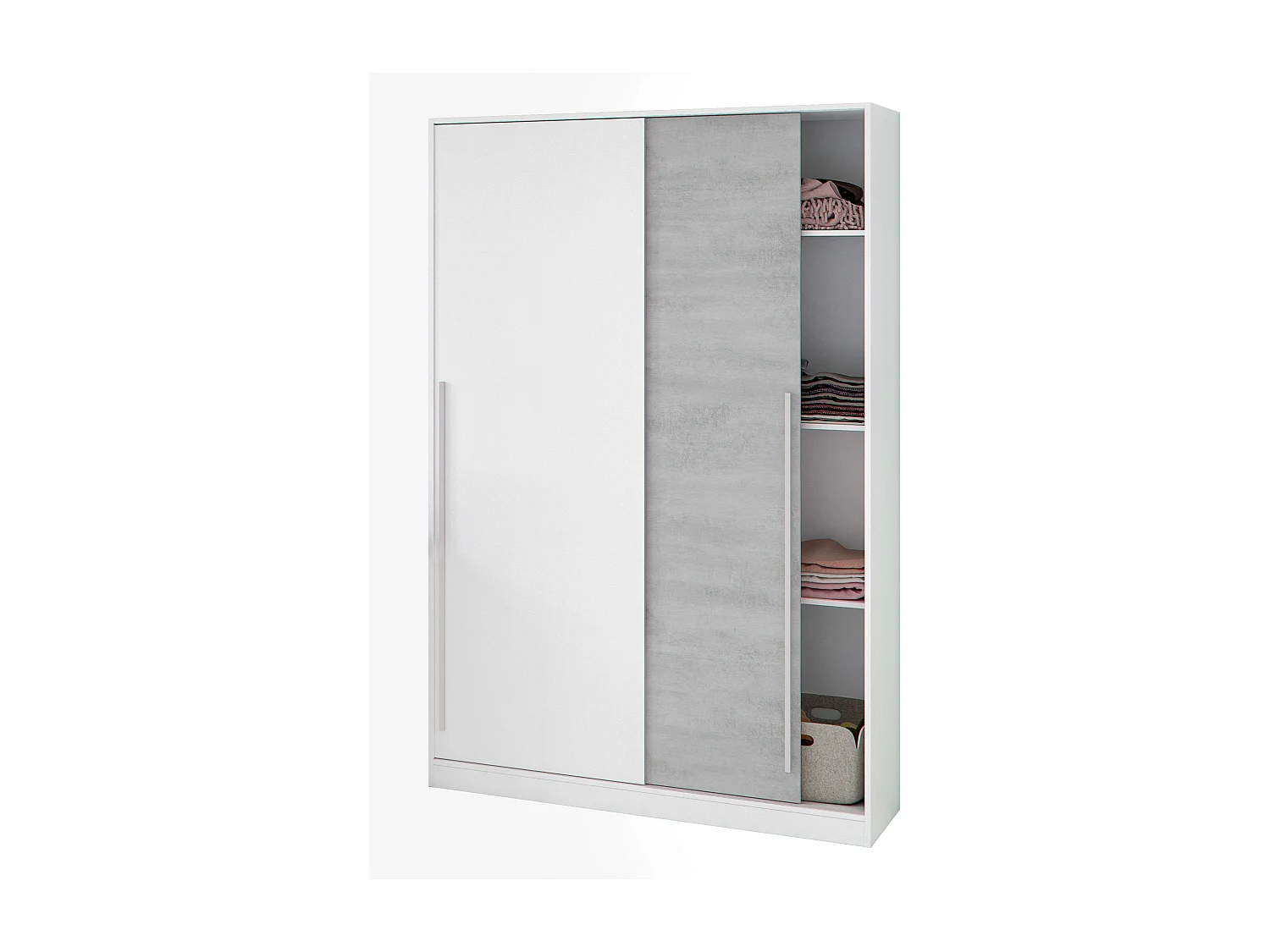 Dormitorio Completo (cabecero + 2 mesitas + armario + zapatero)  Blanco/Cemento