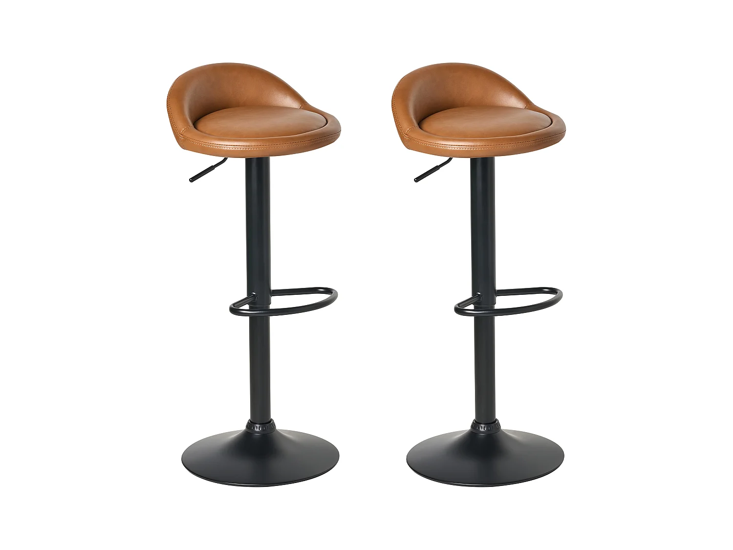 Lot de 2 tabourets de bar MEEDER Cuir PU Marron