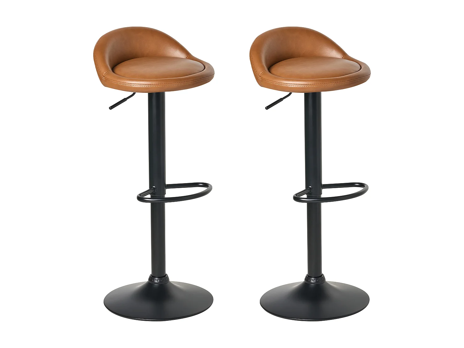 Lot de 2 tabourets de bar MEEDER Cuir PU Marron