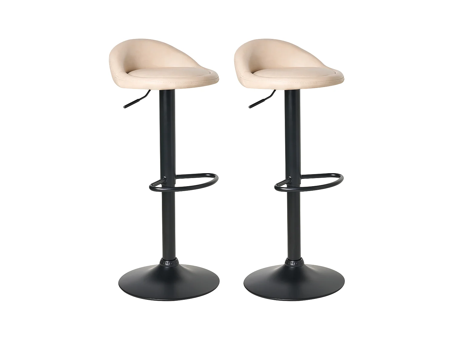 Lot de 2 tabourets de bar MEEDER Cuir PU Beige clair