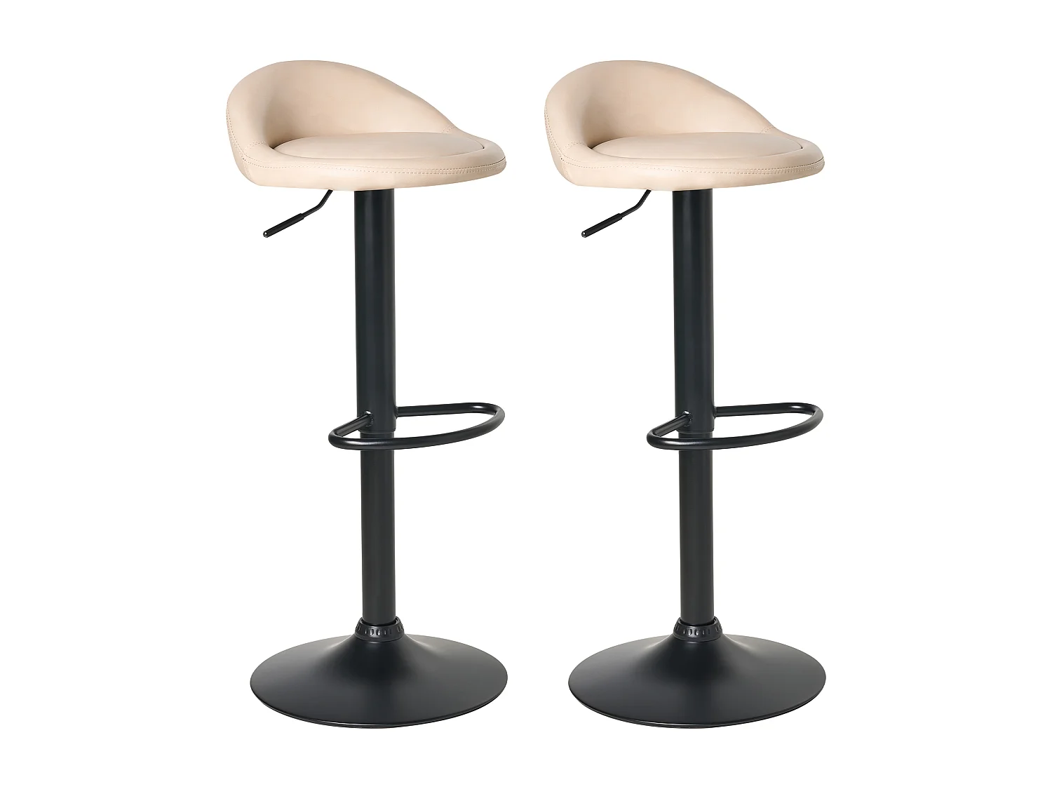 Lot de 2 tabourets de bar MEEDER Cuir PU Beige clair