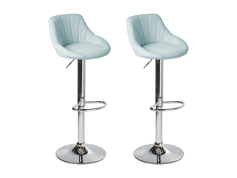 Lot de 2 tabourets de bar LUCCA Tissu Bleu clair