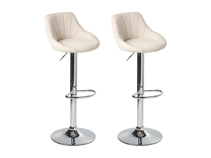 Lot de 2 tabourets de bar LUCCA Tissu Beige clair
