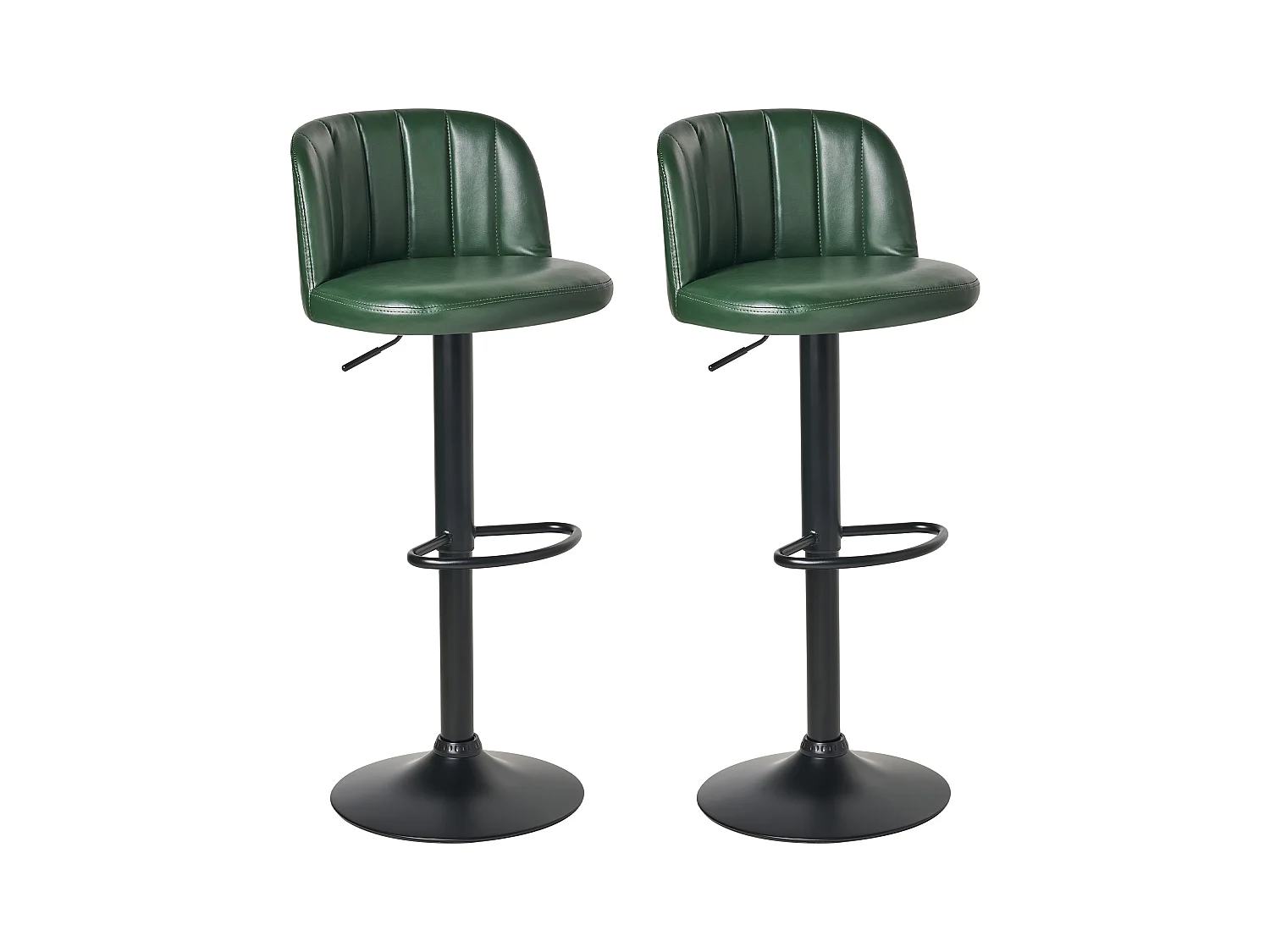 Lot de 2 tabourets de bar VLORE Cuir PU Vert foncé
