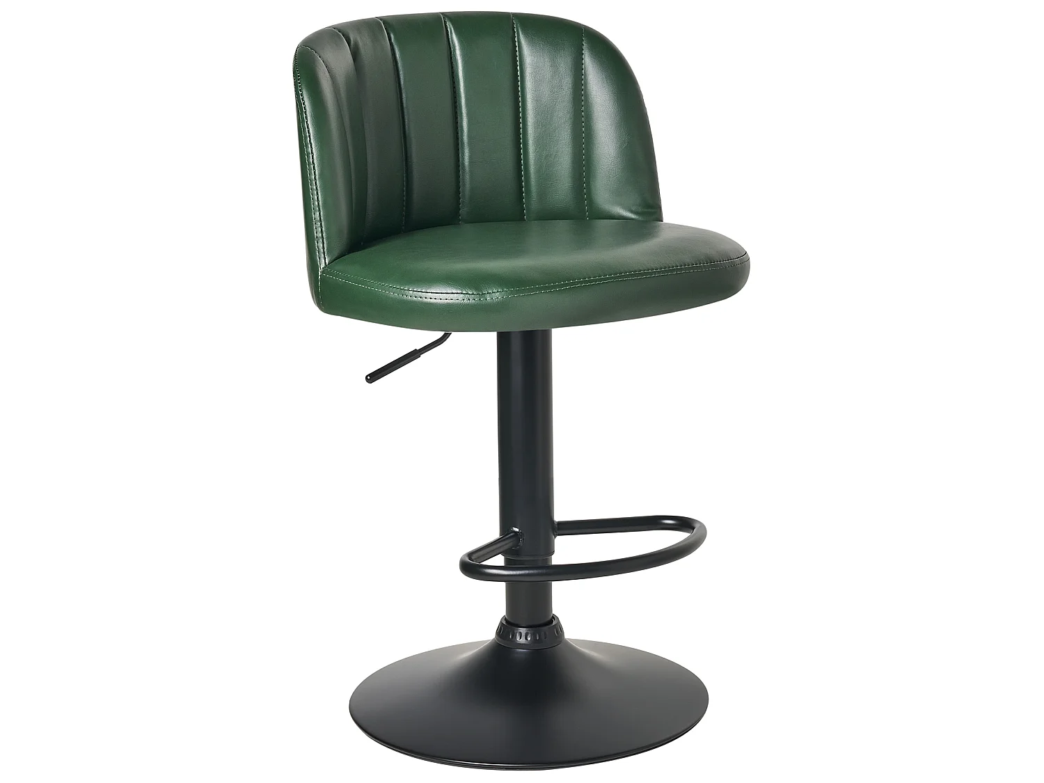 Set of 2 Bar Stools VLORE Faux Leather Swivel Dark Green