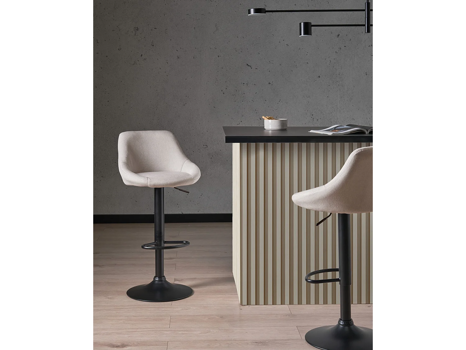 Lot de 2 tabourets de bar MEDULIN Tissu Gris clair