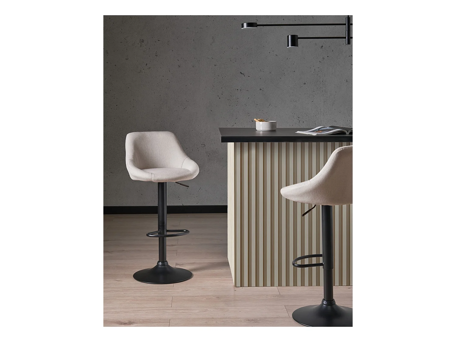 Lot de 2 tabourets de bar MEDULIN Tissu Gris clair