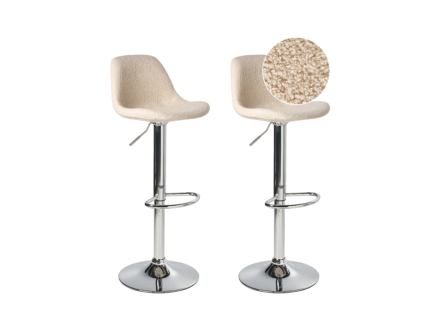 Lot de 2 tabourets de bar KAHLA Bouclé Beige clair