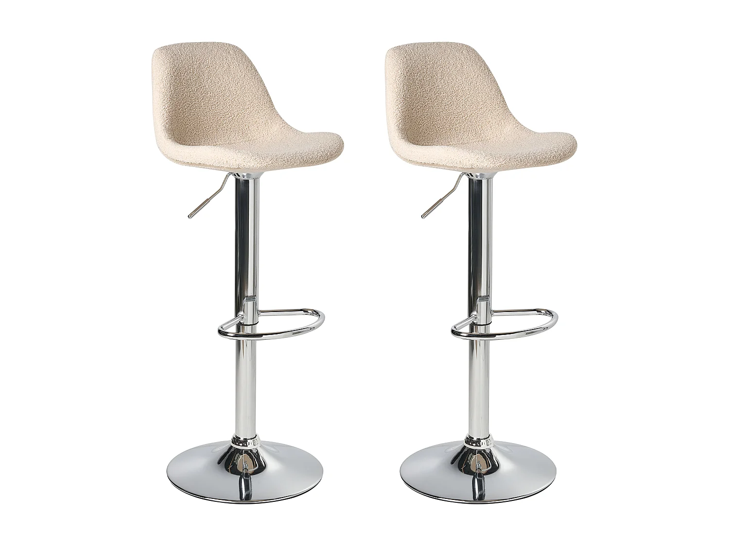 Lot de 2 tabourets de bar KAHLA Bouclé Beige clair