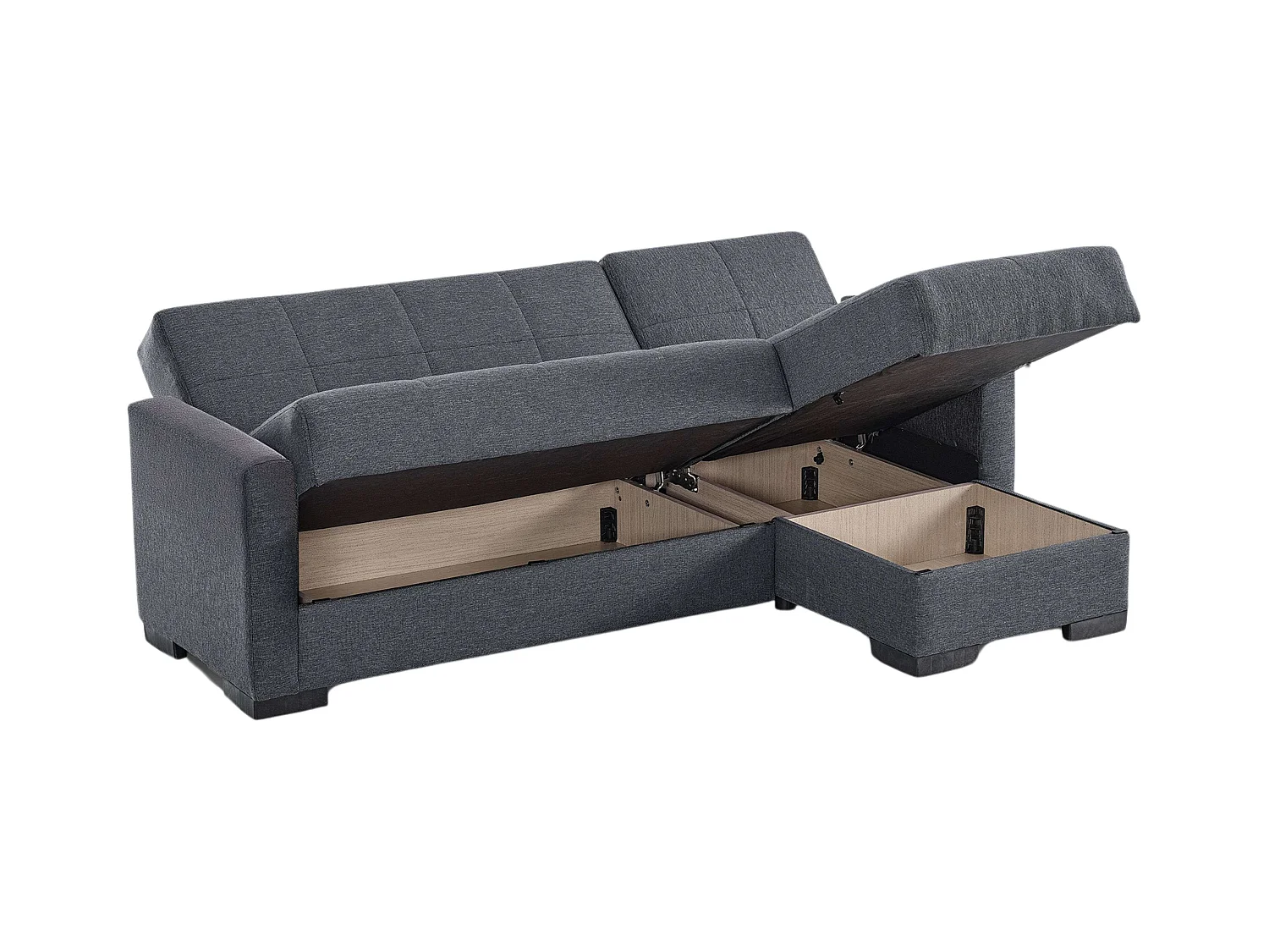 Sofá cama chaise longue Layn c/arcón para salón gris 204x80x117 cm