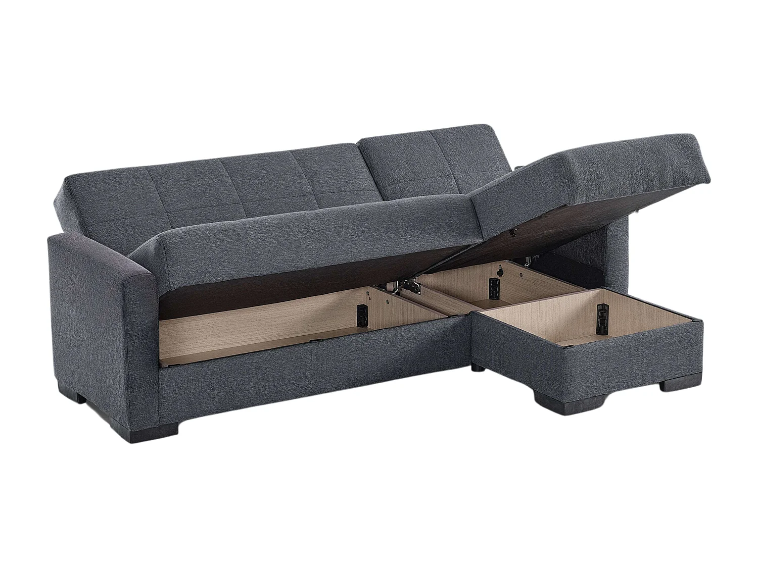 Sofá cama chaise longue Layn c/arcón para salón gris 204x80x117 cm