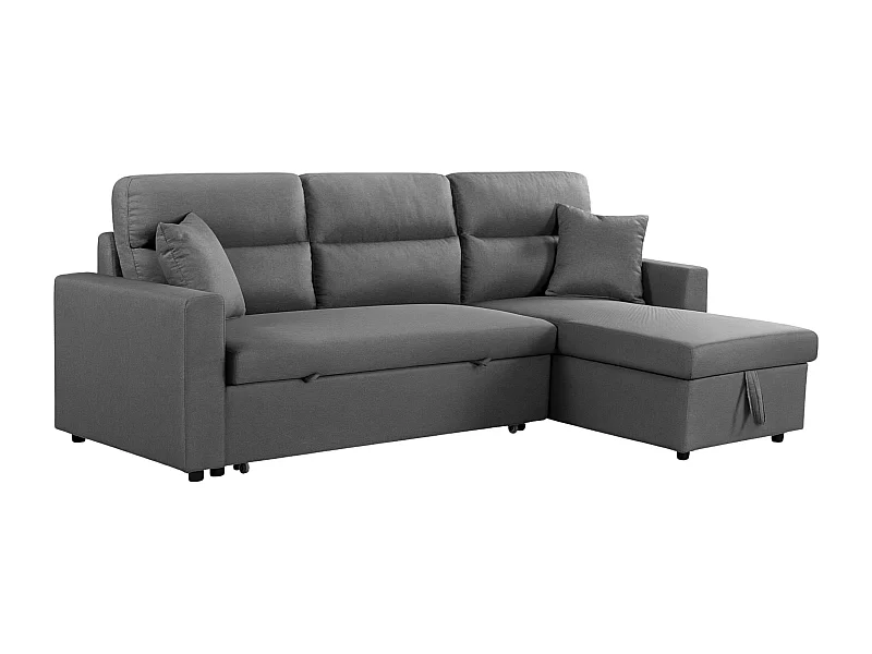 Sofá cama chaise longue Juliet 3 plazas con arcón gris 224x89x145 cm