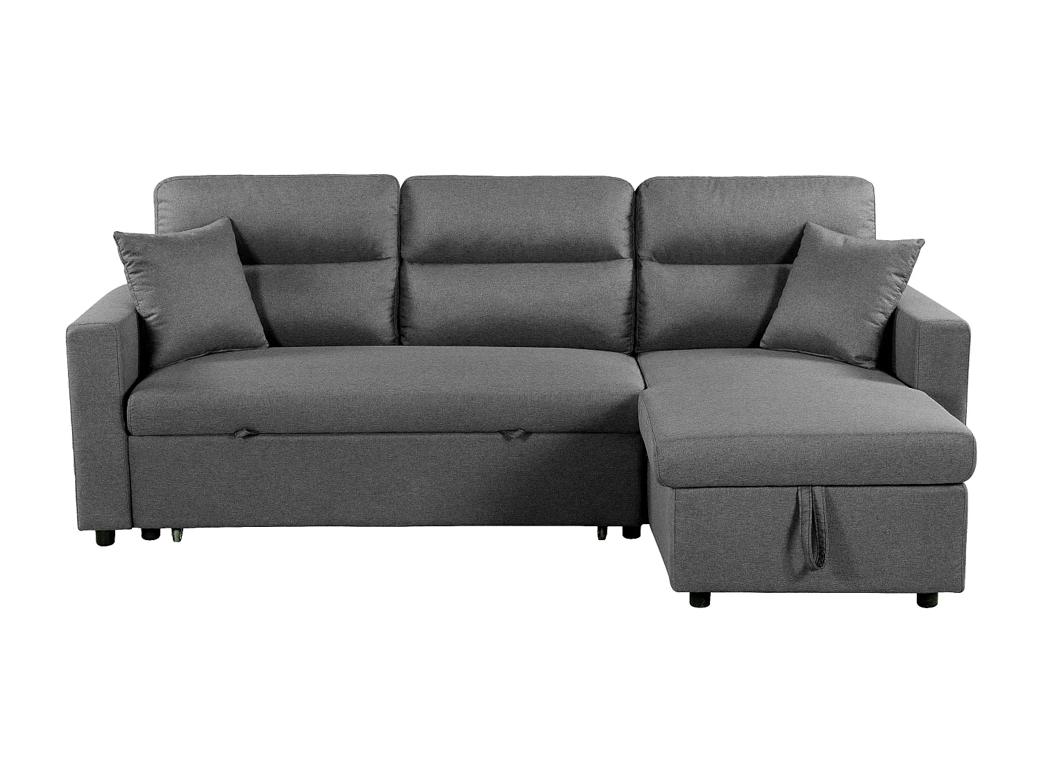 Sofá cama chaise longue Juliet 3 plazas con arcón gris 224x89x145 cm