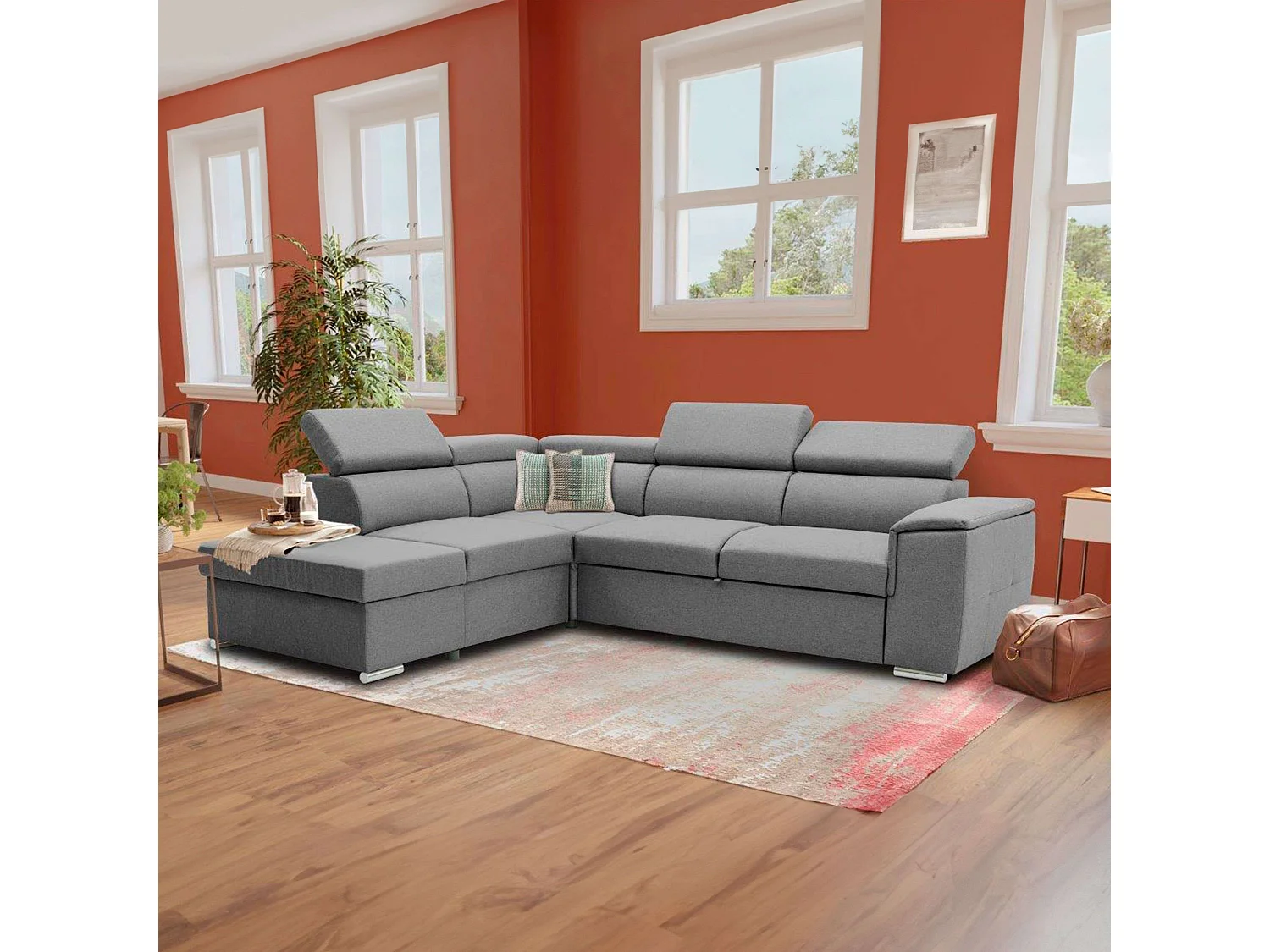 Sofá Cama Daitana Gris Reclinable con Arcón 260x77/94x216 cm Sala