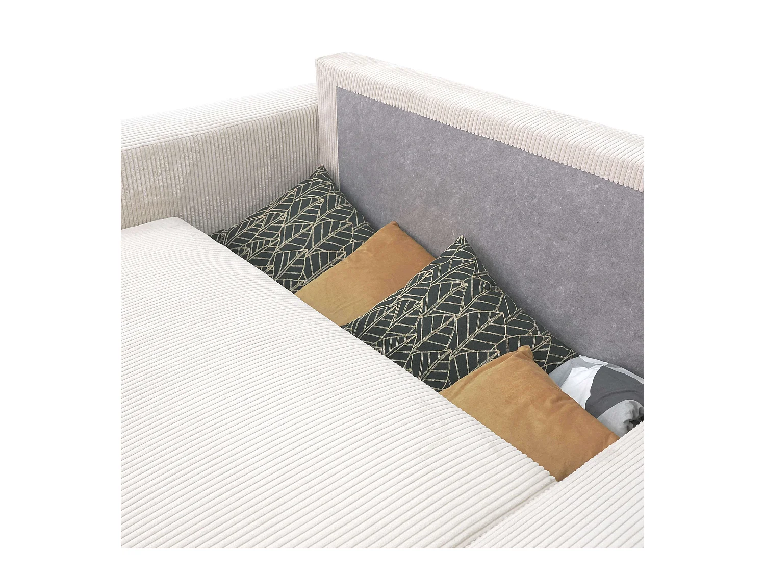 Sofá cama chaise longue Ulises salón beige reversible con arcón 224x84x84 cm