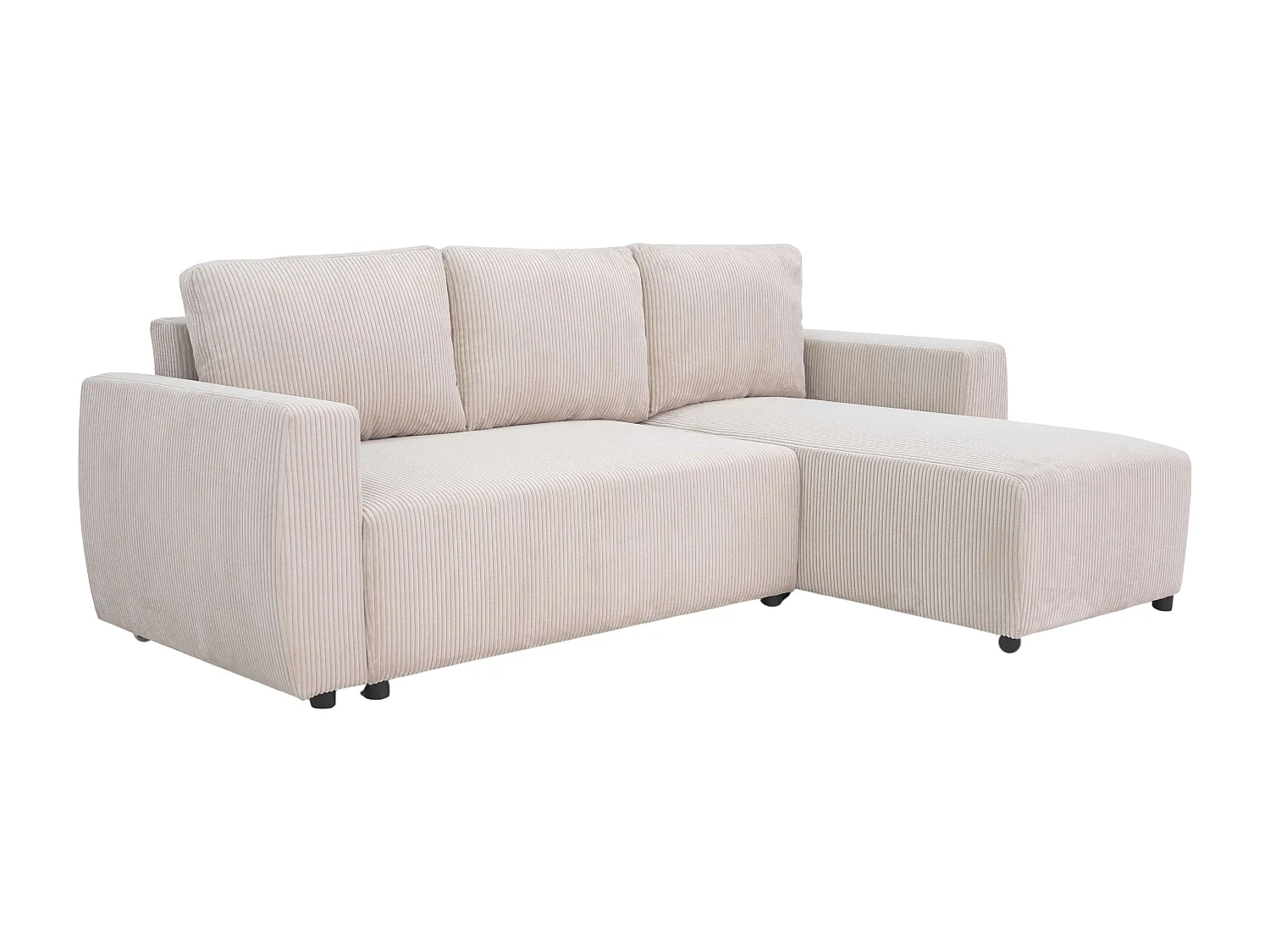 Sofá cama chaise longue Ulises salón beige reversible con arcón 224x84x84 cm