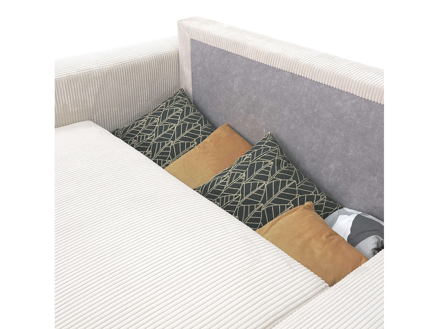 Sofá cama chaise longue Ulises salón beige reversible con arcón 224x84x84 cm