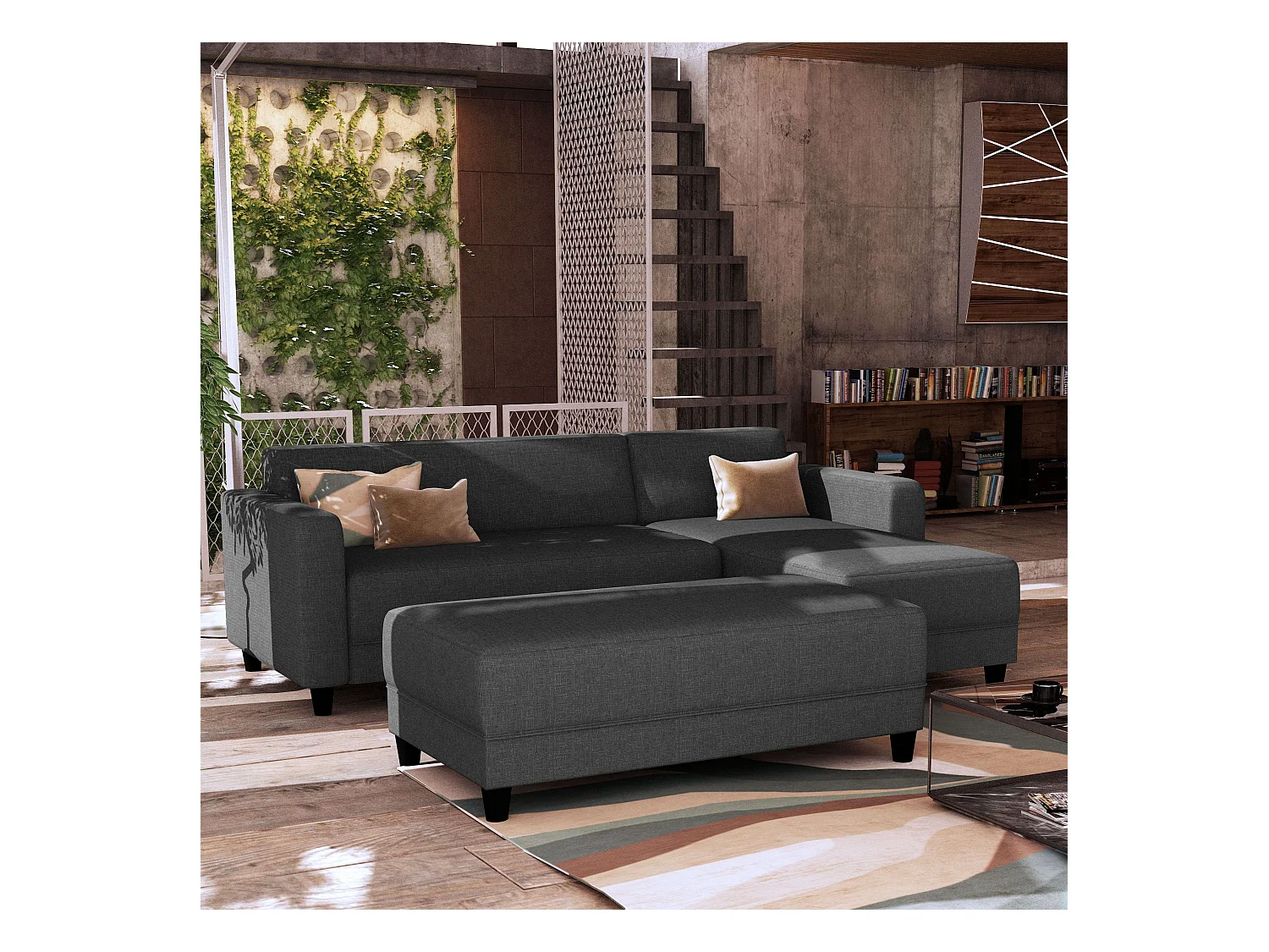 Sofá Cama Bob Sawana Gris Oscuro 138x65x197 cm