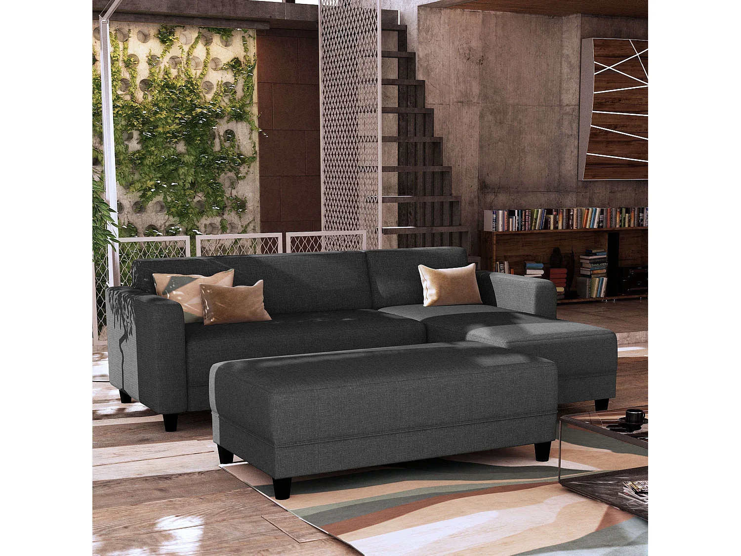 Sofá Cama Bob Sawana Gris Oscuro 138x65x197 cm