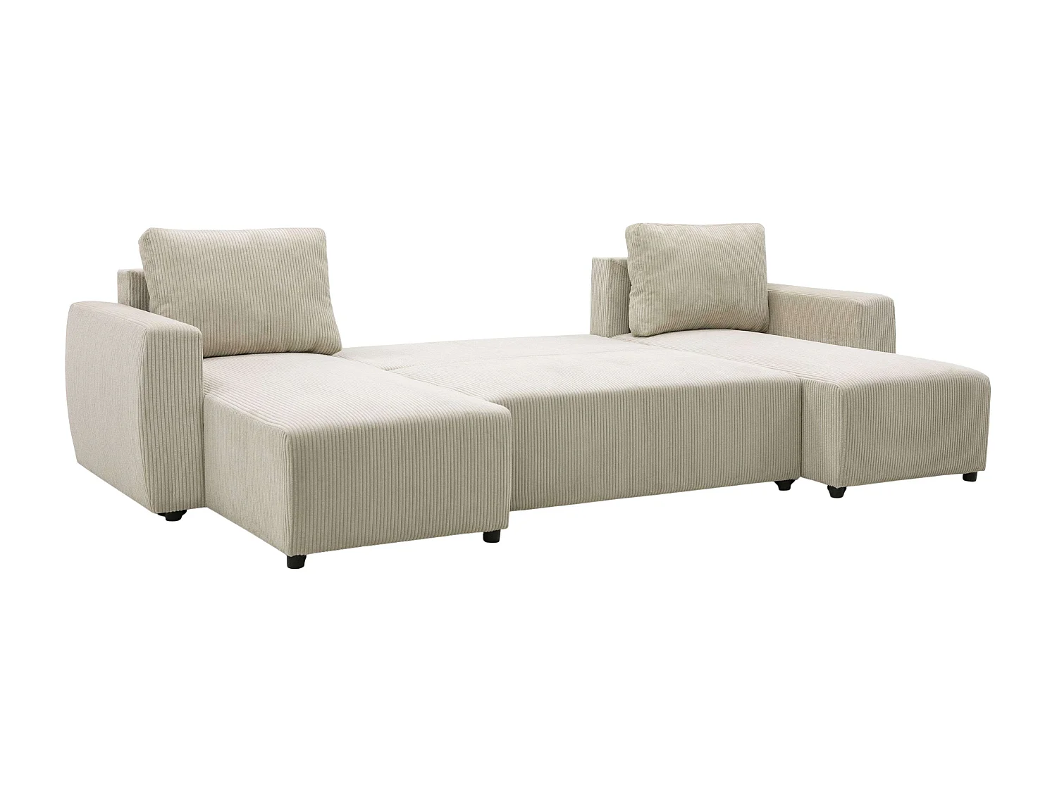 Sofá chaise longue Ulises beige convertible con arcón 297x85x155 cm