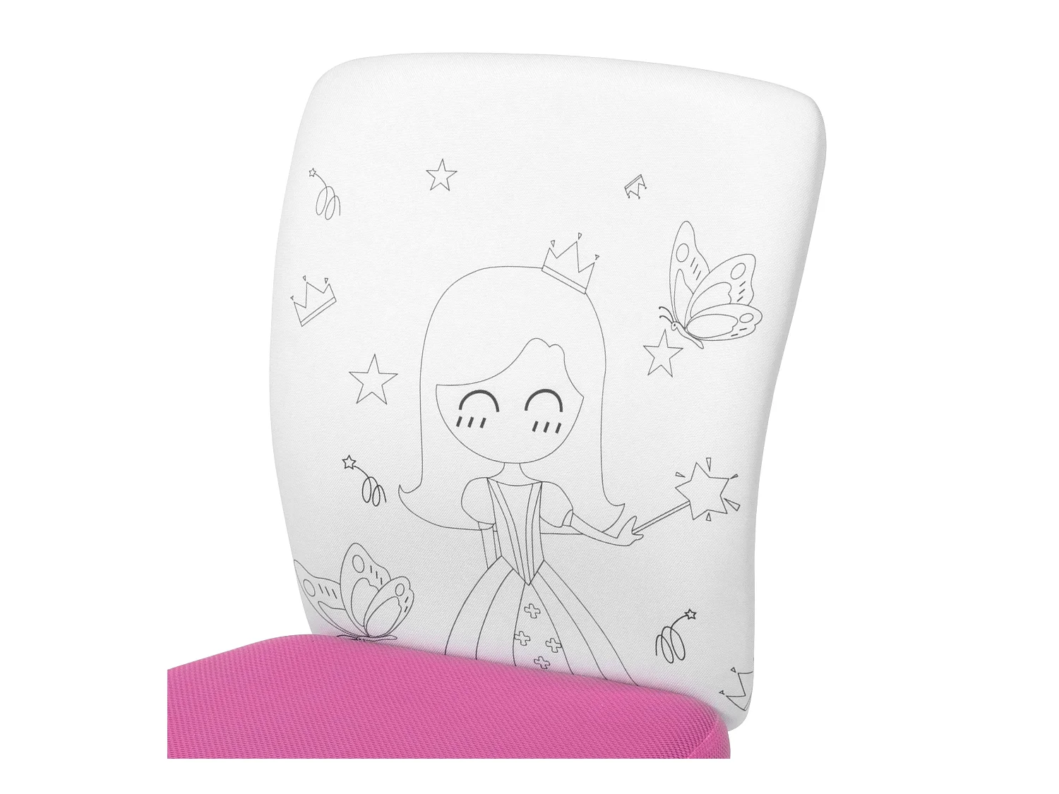 Chaise enfant à roulettes Princesse rose et blanche, feutres, 77 x 39 cm