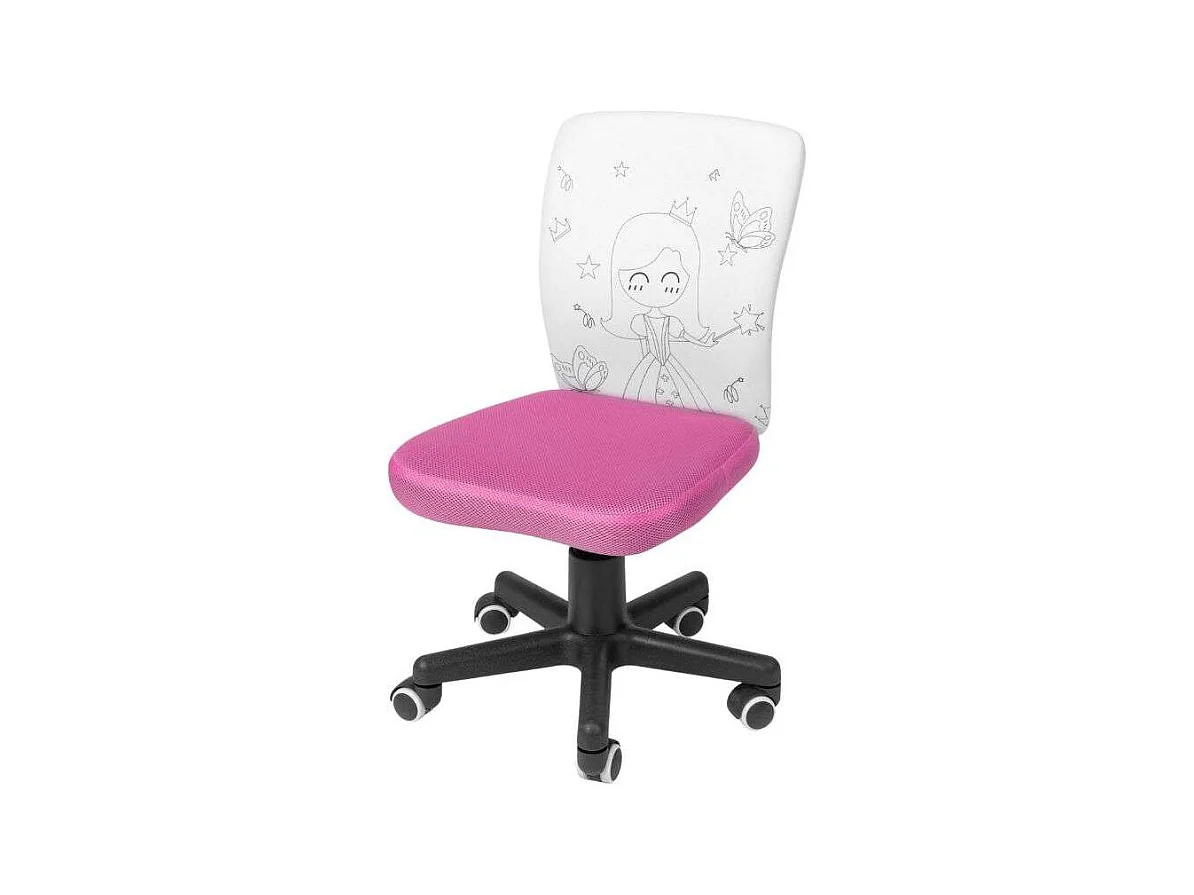Cadeira infantil Princesa Rosa e Branca Paint Me com rodas, marcadores, 77x39 cm