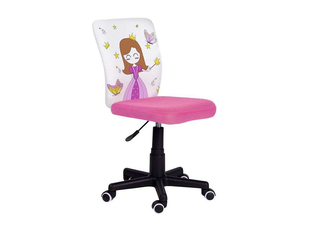 Chaise enfant à roulettes Princesse rose et blanche, feutres, 77 x 39 cm
