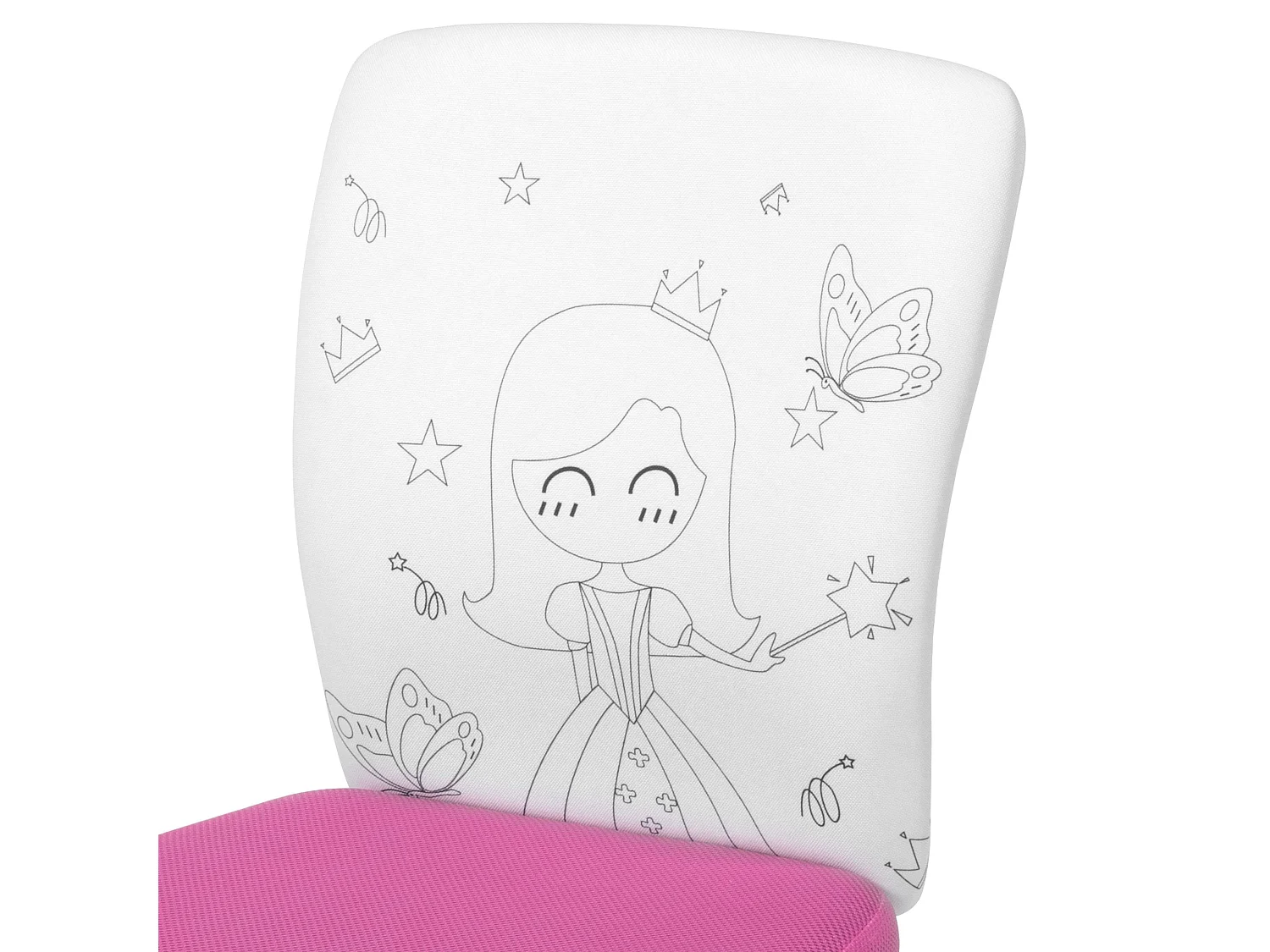 Chaise enfant à roulettes Princesse rose et blanche, feutres, 77 x 39 cm