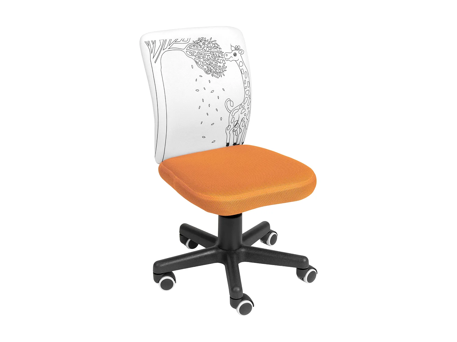 Chaise enfant à roulettes Paint Me Giraffe orange/blanc, feutres 77 x 39 cm