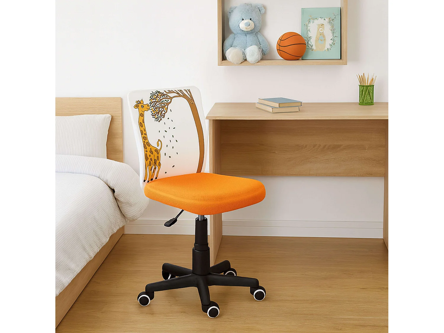 Cadeira infantil com rodas e marcadores Paint Me Giraffe Laranja/Branco 77x39 cm