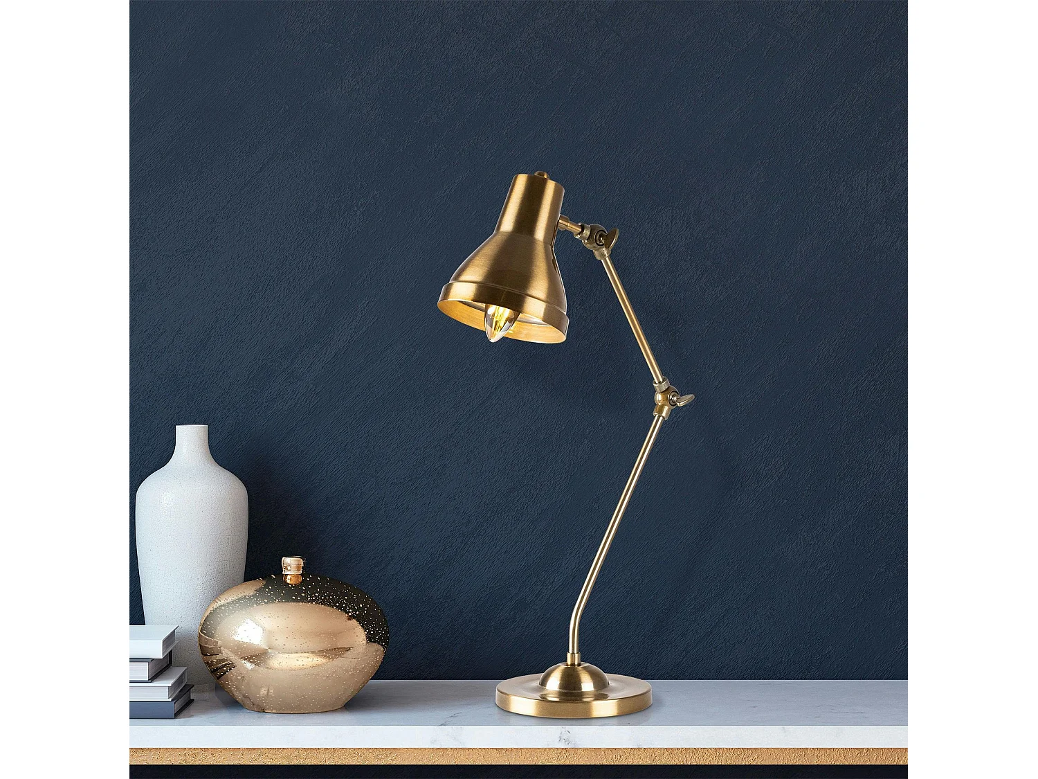 Lampe de bureau articulée vintage, finition dorée SILE