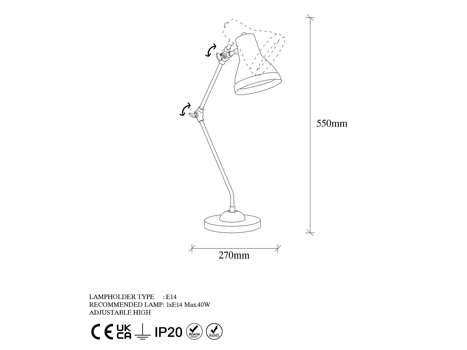 Lampe de bureau articulée vintage, finition dorée SILE