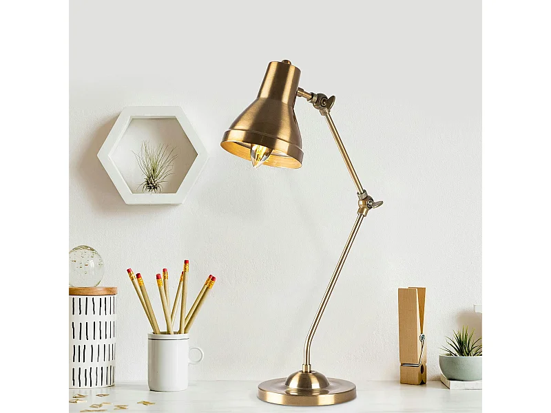 Lampe de bureau articulée vintage, finition dorée SILE