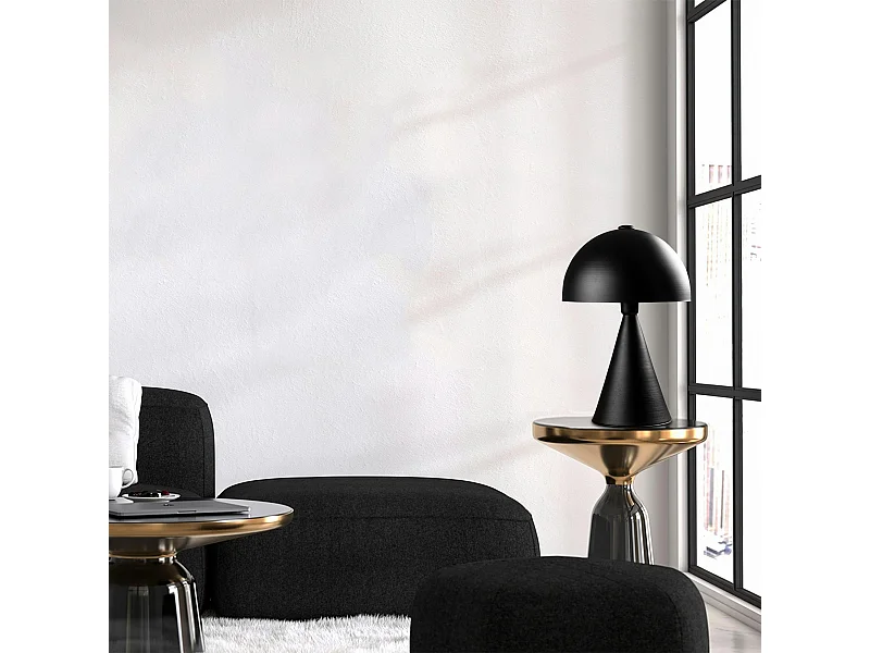 Lampe de table design noire, abat-jour rond vintage SILE