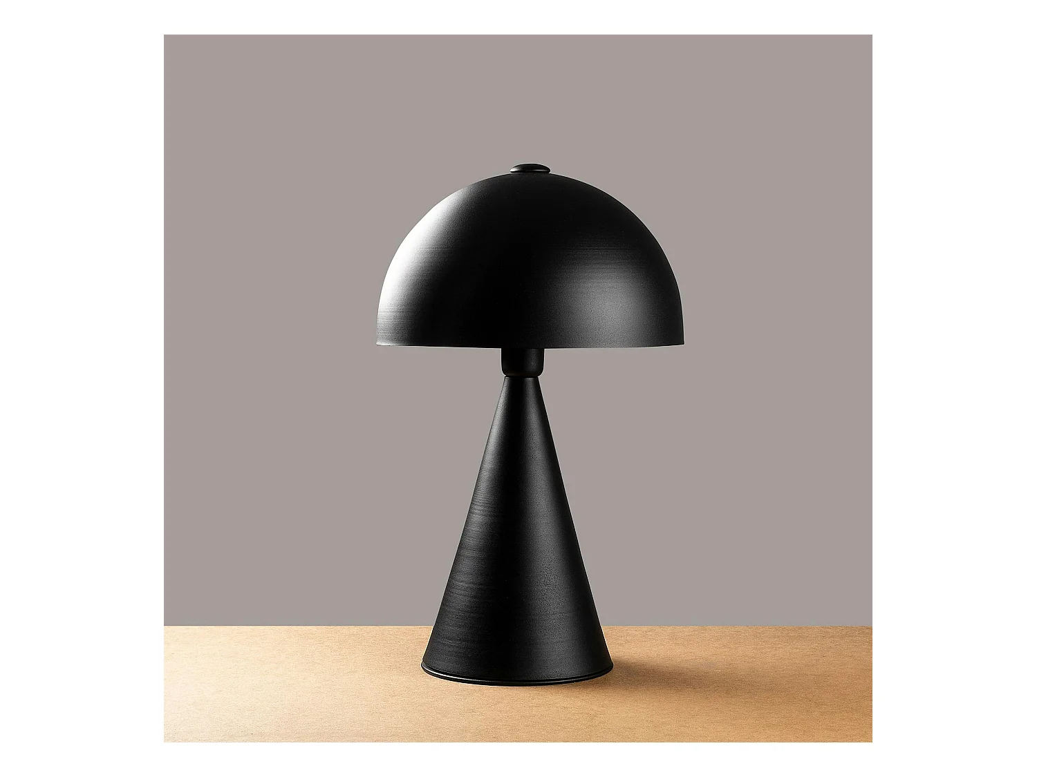 Lampe de table design noire, abat-jour rond vintage SILE