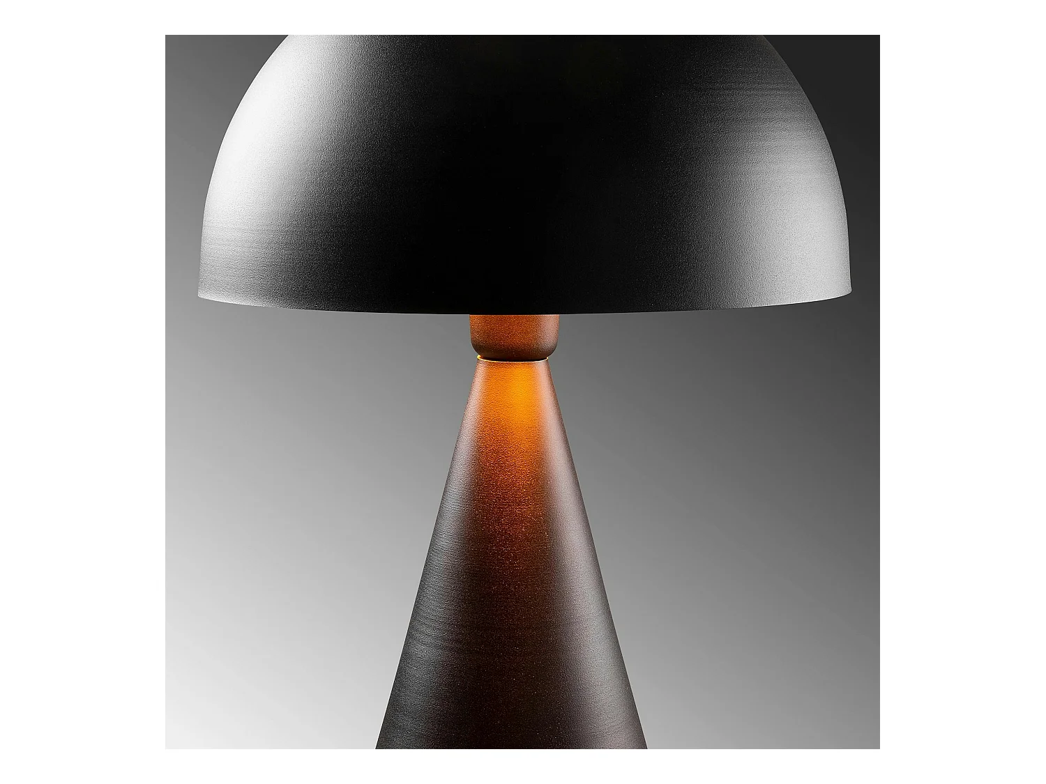 Lampe de table design noire, abat-jour rond vintage SILE