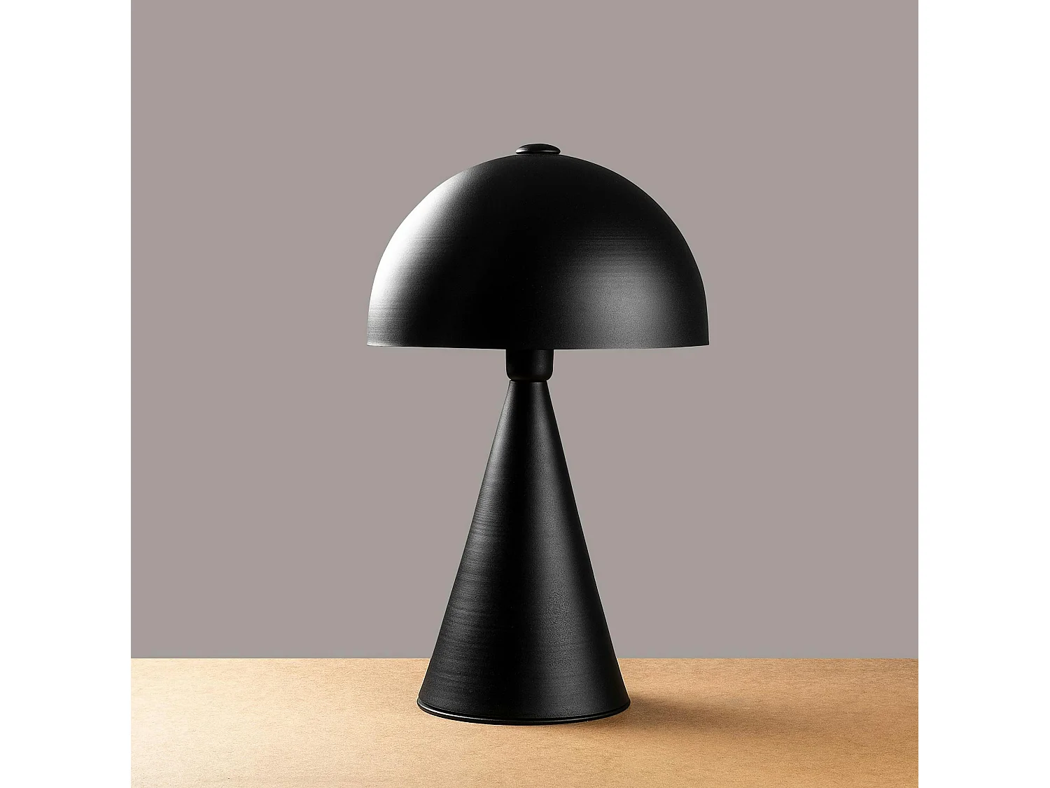 Lampe de table design noire, abat-jour rond vintage SILE