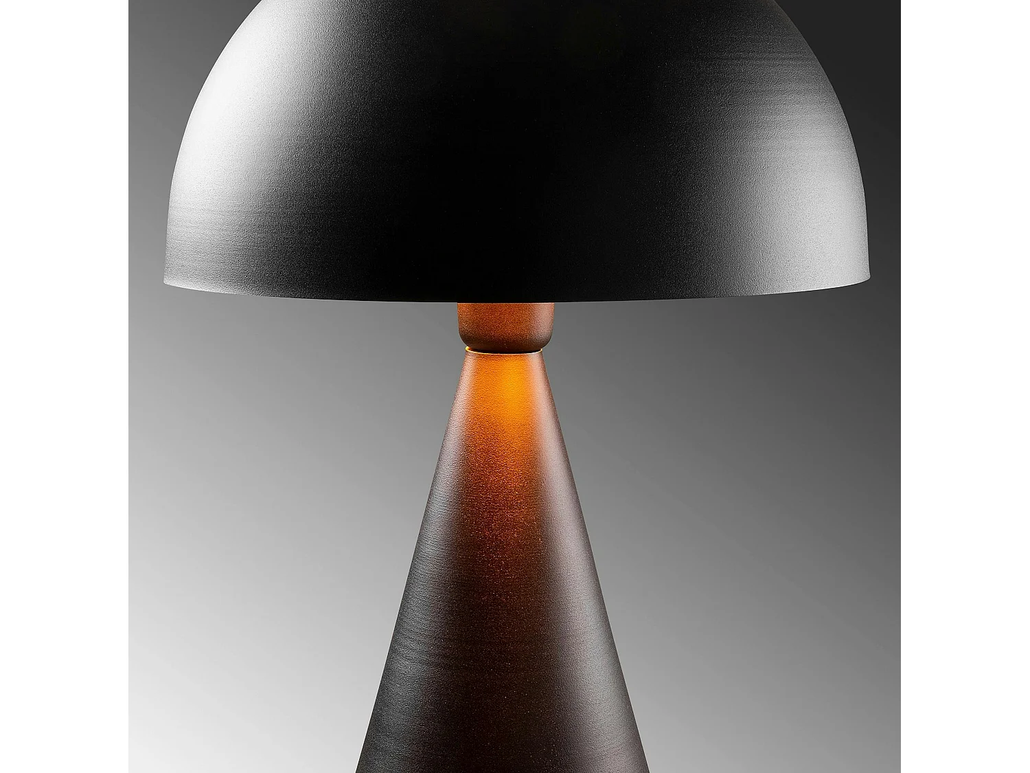 Lampe de table design noire, abat-jour rond vintage SILE