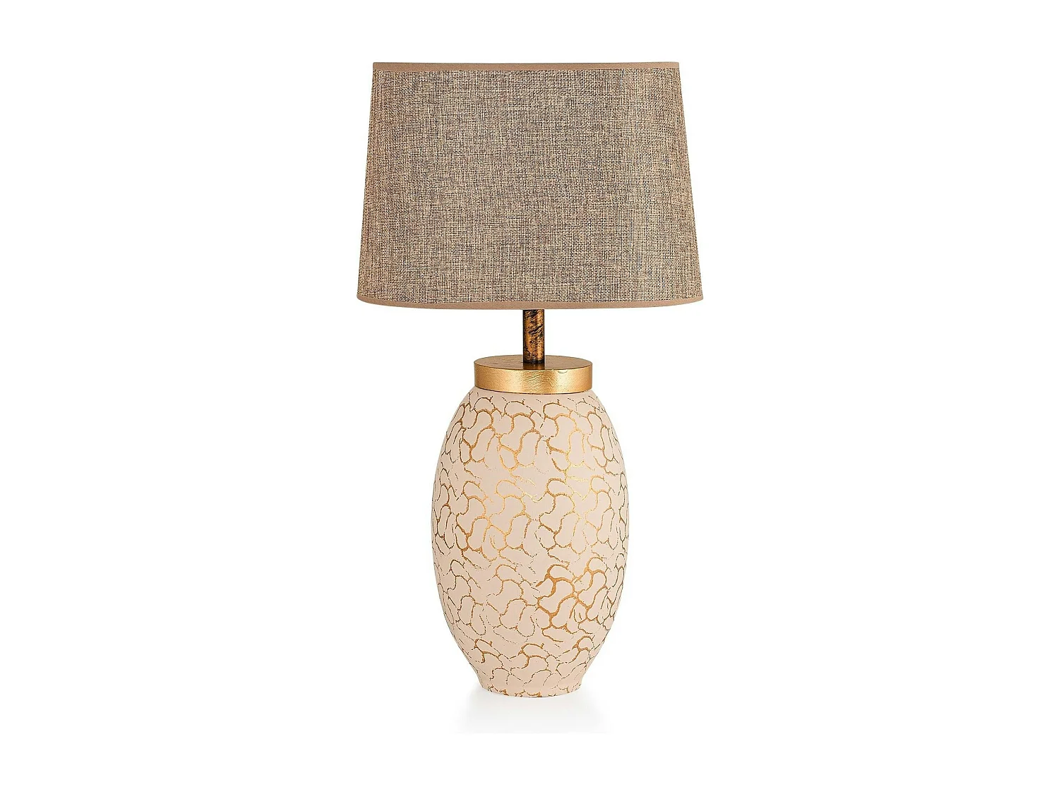 Lampe à poser moderne chic dorée, abat-jour brun chiné KARS