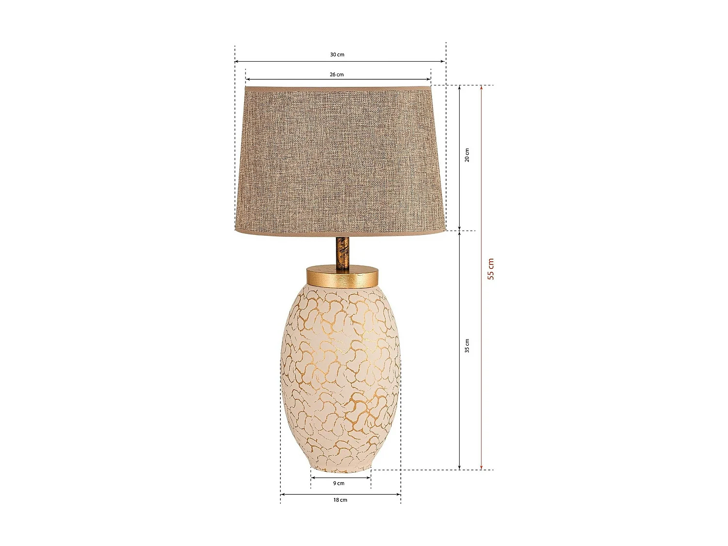 Lampe à poser moderne chic dorée, abat-jour brun chiné KARS